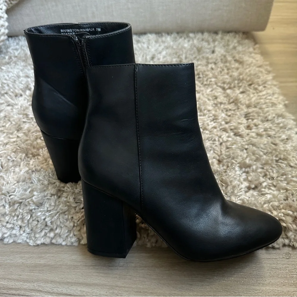 Madden Girl Black Leather Ankle Boots